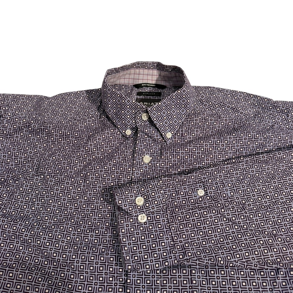 Ariat Relentless Mens Purple Geometric Stretch Performance Cowboy Shirt Large - Picture 5 of 8